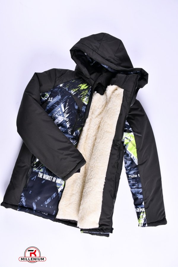 Куртка для хлопчика зимова (кол. хакі) на хутрі Зріст в наявності : 152, 158 арт.05