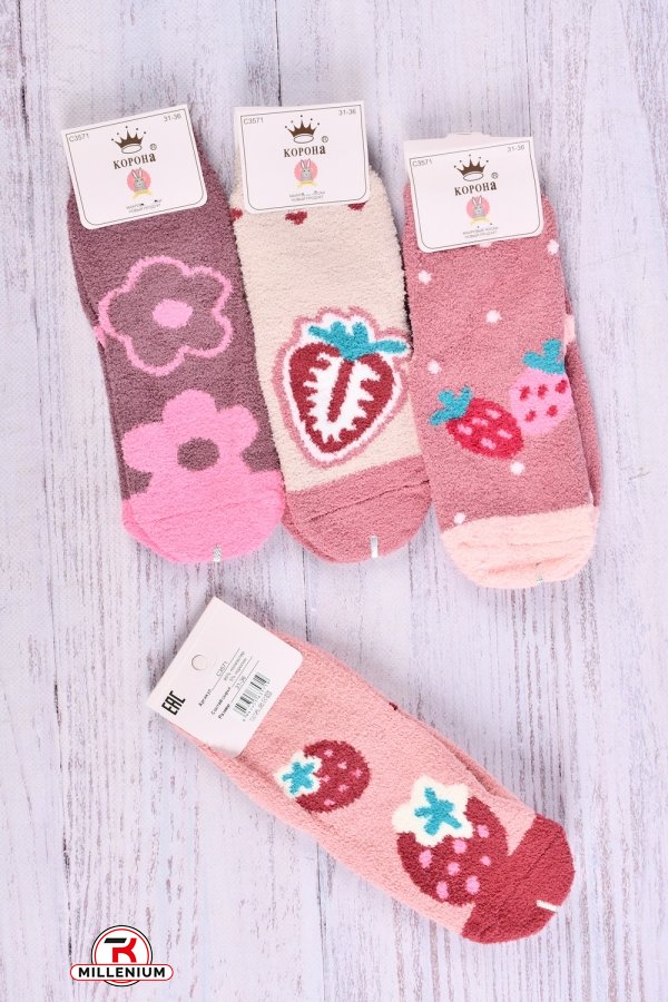 Шкарпетки для дівчинки махрові "КОРОНА" розмір 31-36 (90% бавовна,спандекс5%,лайкра5%) арт.C3571-3