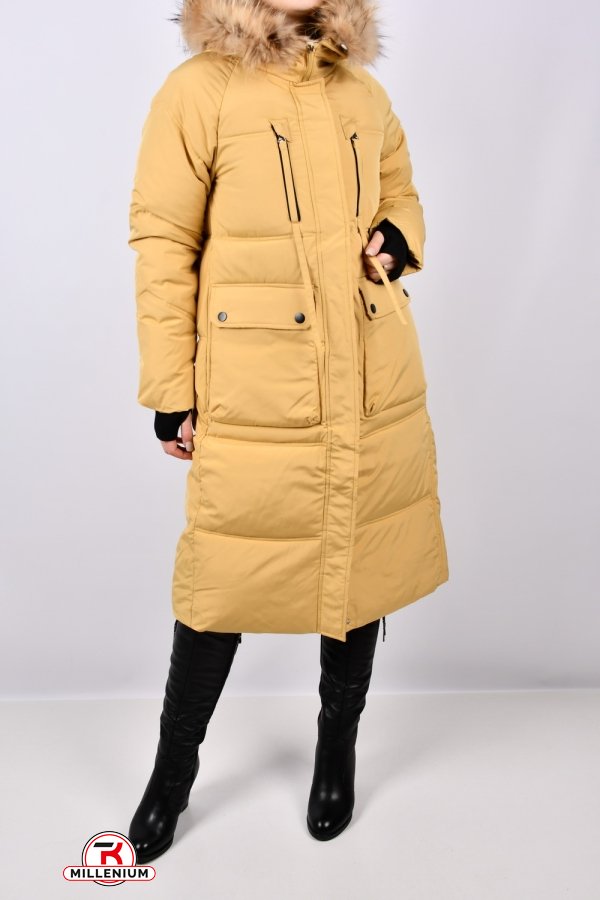 Пальто женское (цв.горчичный) зимнее из плащевки Размеры в наличии : 46, 50, 52 арт.8369