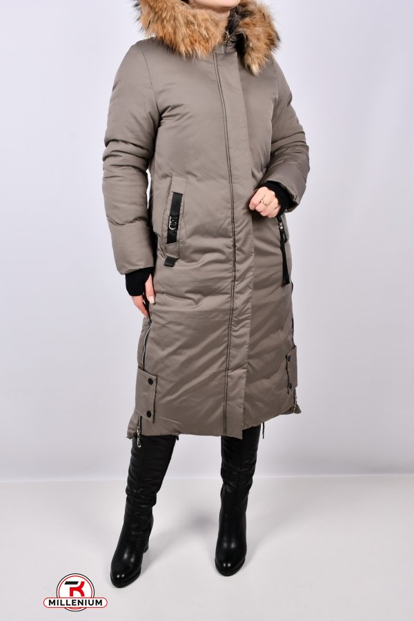 Пальто жіноче (цв. сірий) зимове з плащової тканини Розмір в наявності : 46 арт.8368