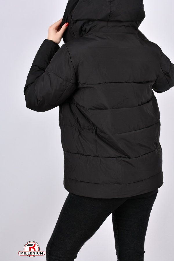 Куртка жіноча (кол. чорний) з плащової тканини зимова "Fine Baby Cat" Розміри в наявності : 46, 50, 52 арт.757