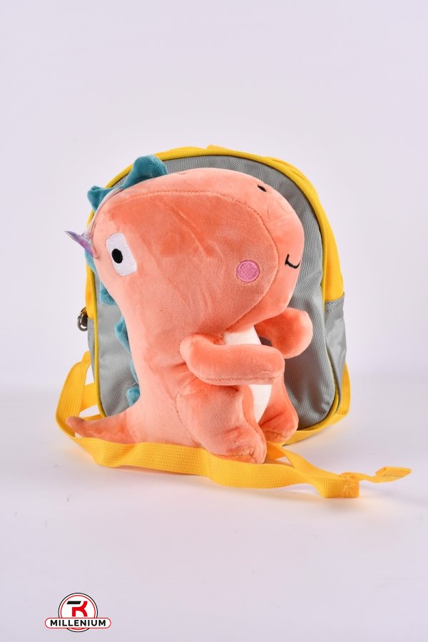 Рюкзак іграшка з плащової тканини (кол. сірий/рожевий) розмір 24/19/7 см. арт.0617-9