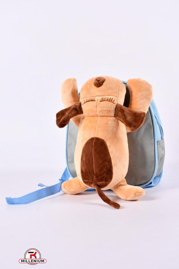 Рюкзак іграшка з плащової тканини (кол. сірий/кремовий) розмір 24/19/7 см. арт.0617-5