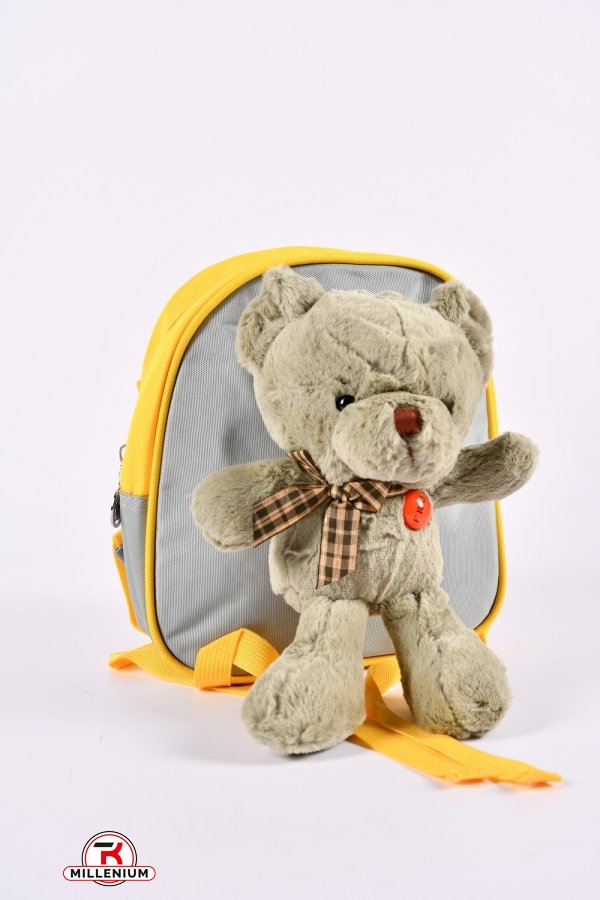 Рюкзак+игрушка из плащевки (цв.серый/зеленый) размер 22/19/7 см. арт.0617-2