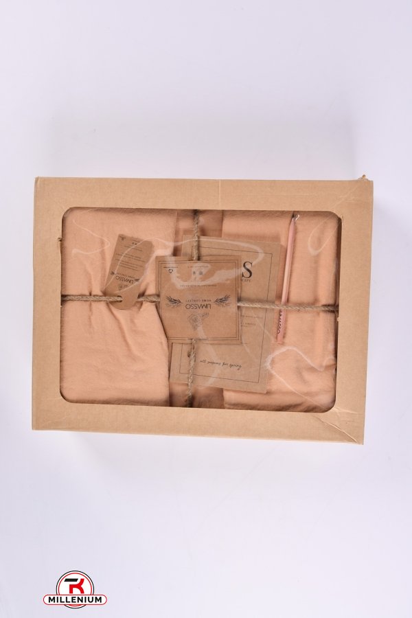 Комплект постельного белья "LIMASSO" (цв.пудры) размер 200/220 см. (вареный хлопок) арт.LIMASSO