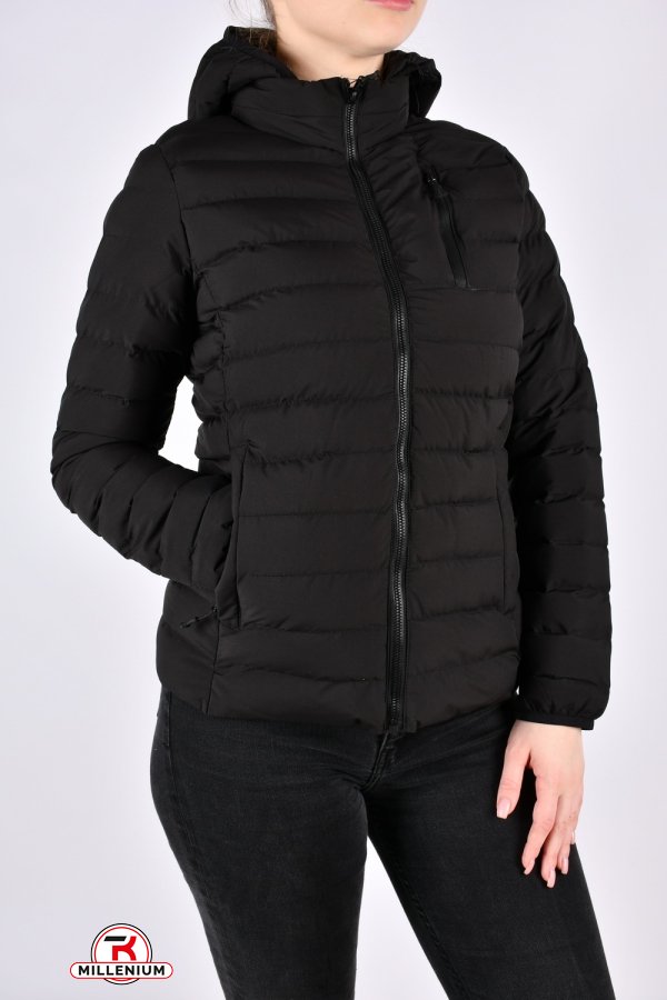 Куртка жіноча демісезонна (кол. чорний) з плащової тканини (наповнювач біопух) Розмір в наявності : 40 арт.5302