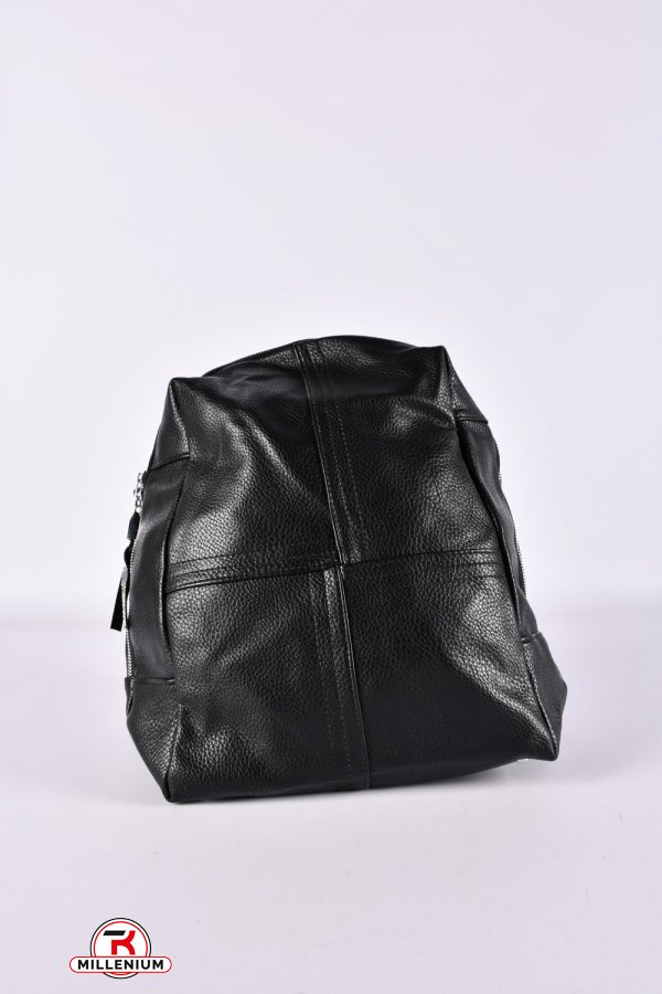 Рюкзак з екошкіри (кол. чорний) розмір 34/23/16см. арт.7063