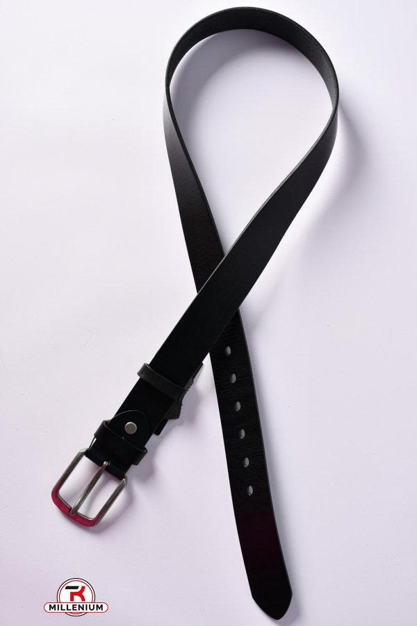 Ремень мужской кожаный (цв.черный) ширина ~40мм "ALON " арт.L400010