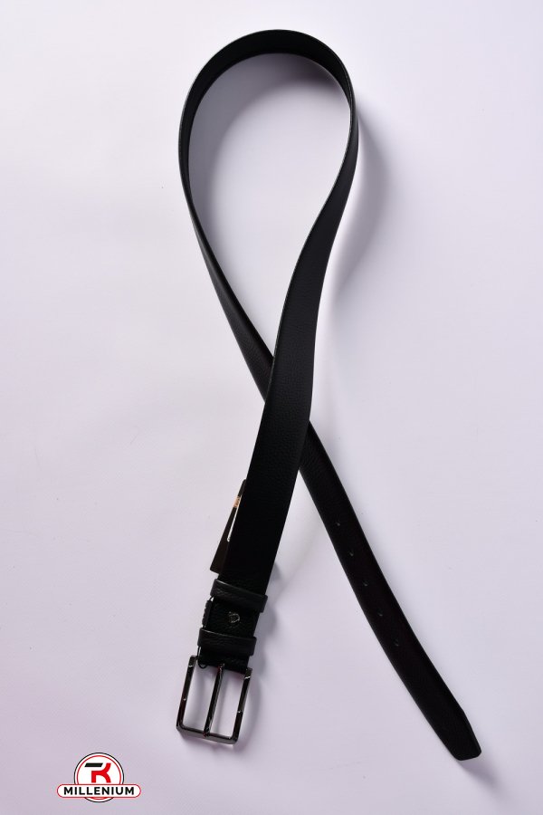 Ремень мужской кожаный (цв.черный) ширина ~40мм "ALON " арт.E402766