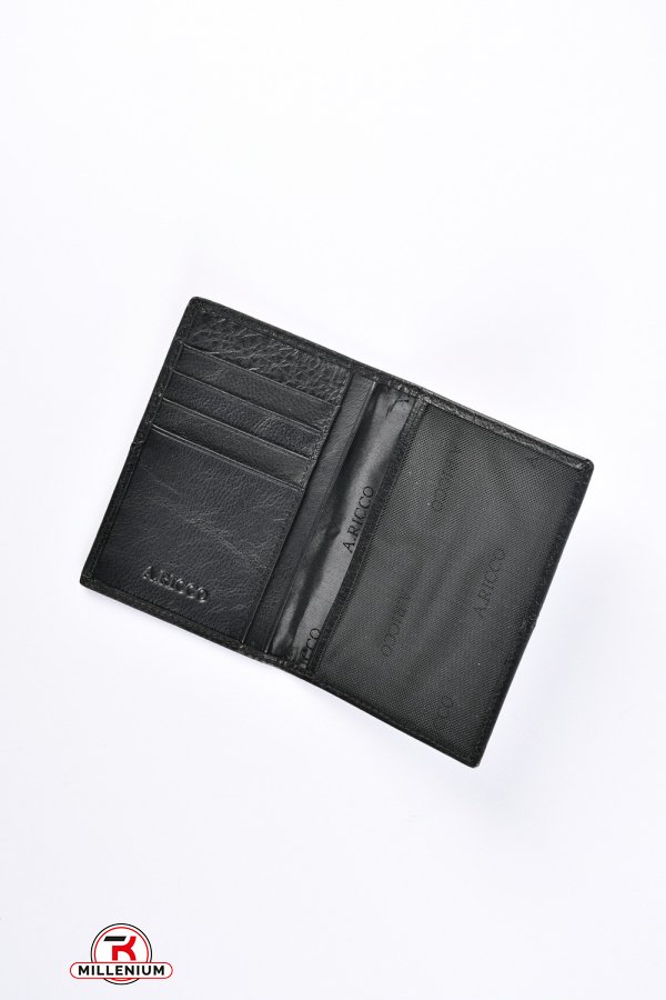Обложка для паспорта и карточек кожаная (color.black) размер 13,5/9,5 см. "ALFA RICCO" арт.AR008/75NC
