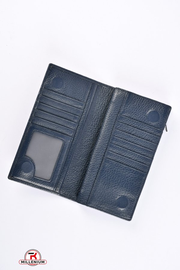 Кошелёк мужской кожаный (color.blue) размер 19/10 см. "ALFA RICCO" арт.AR9056/WY