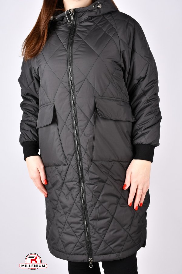 Пальто женское демисезонное (цв.чёрный) с плащевки Размеры в наличии : 50, 52, 54 арт.8162