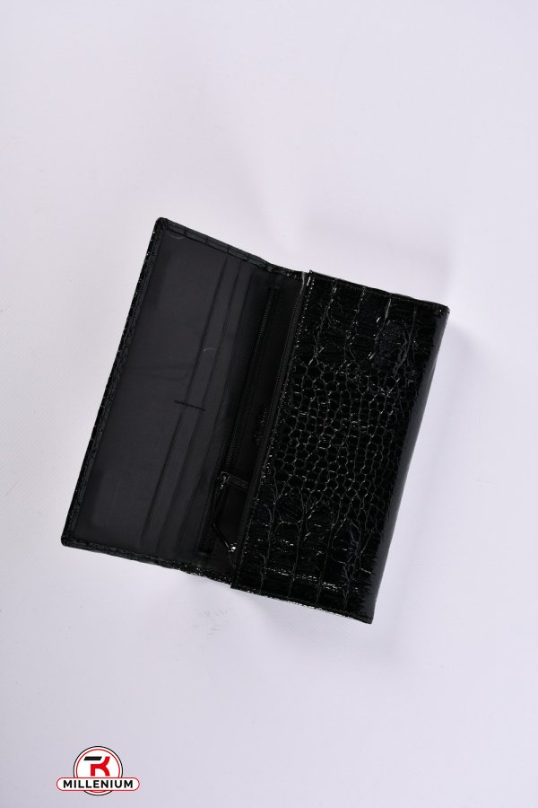 Гаманець жіночий шкіряний лаковий (color.black) розмір 19/9 см. Alfa Ricco арт.AR2004/WE