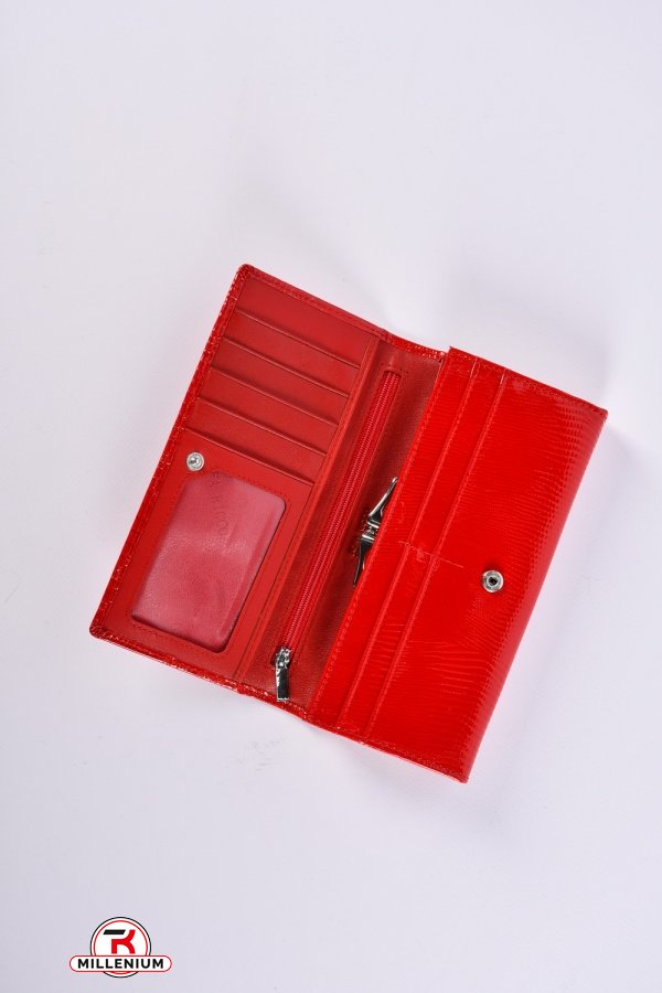 Гаманець жіночий шкіряний лаковий (color.red) розмір 18.5/9 см. Alfa Ricco арт.AR3430/18TT