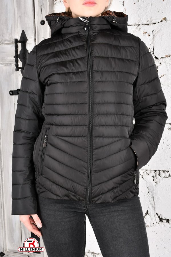 Куртка женская (цв.черный) из плащевки демисезонная "FINIBALL" Размеры в наличии : 44, 46, 48, 50, 52, 54 арт.2023