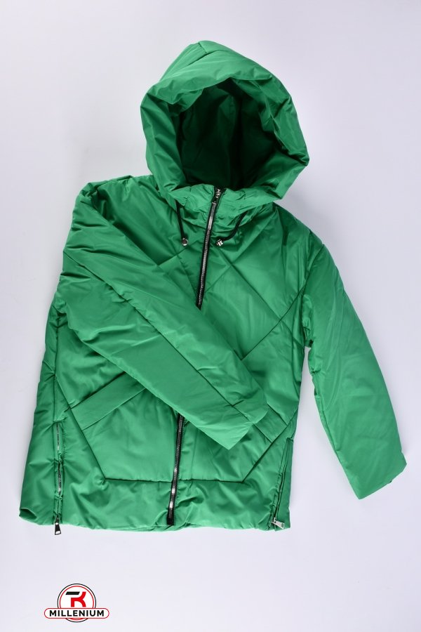 Куртка женская (цв.зеленый) из плащевки демисезонная "Saint Wish" Размер в наличии : 56 арт.7035