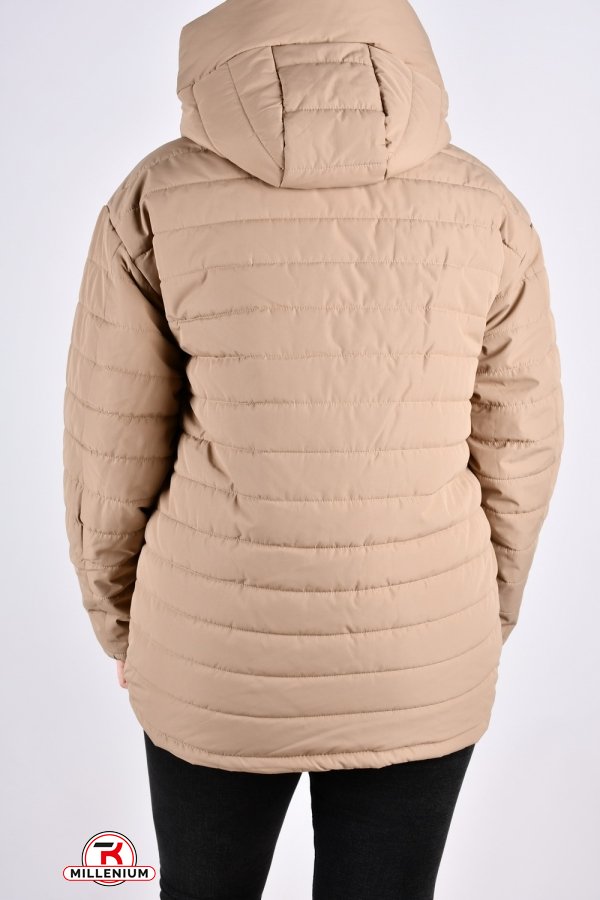 Куртка жіноча (кол. капучино) з плащової тканини демісезонна "Saint Wish" Розміри в наявності : 54, 56 арт.7031