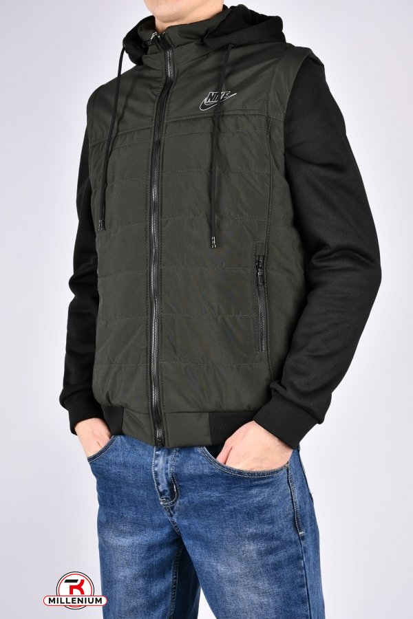 Куртка чоловіча демісезонна (кол. хакі) з відстібними рукавами з плащівки Розміри в наявності : 48, 50, 54 арт.70