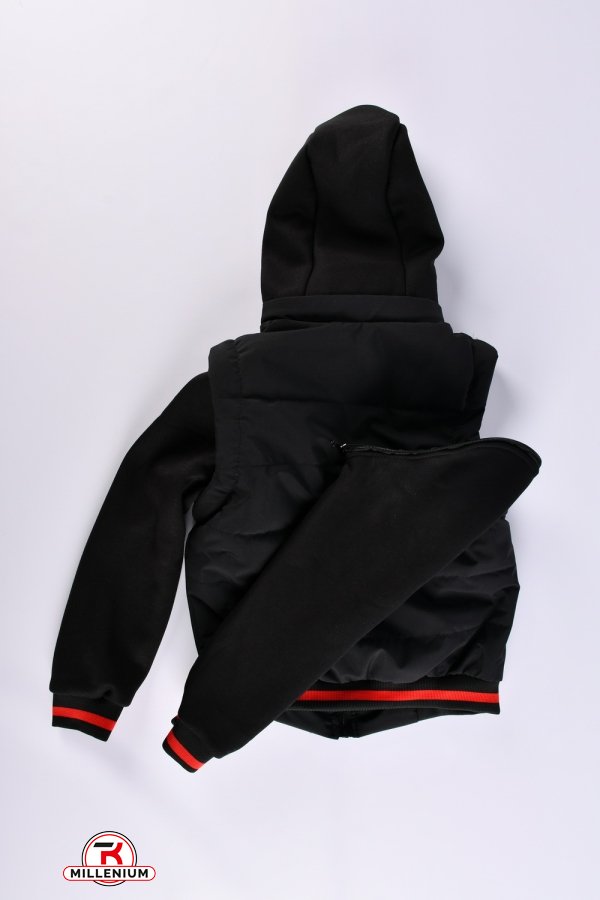 Куртка для мальчика демисезонная (цв.черный/красный) с отстёгивающими рукавами из плащёвки Рост в наличии : 122, 128, 134, 140 арт.01