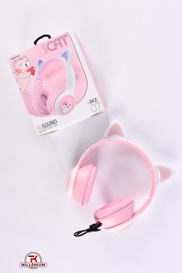 Навушники з функцією блютуз (LED) (кол. рожевий) арт.AKZ-07