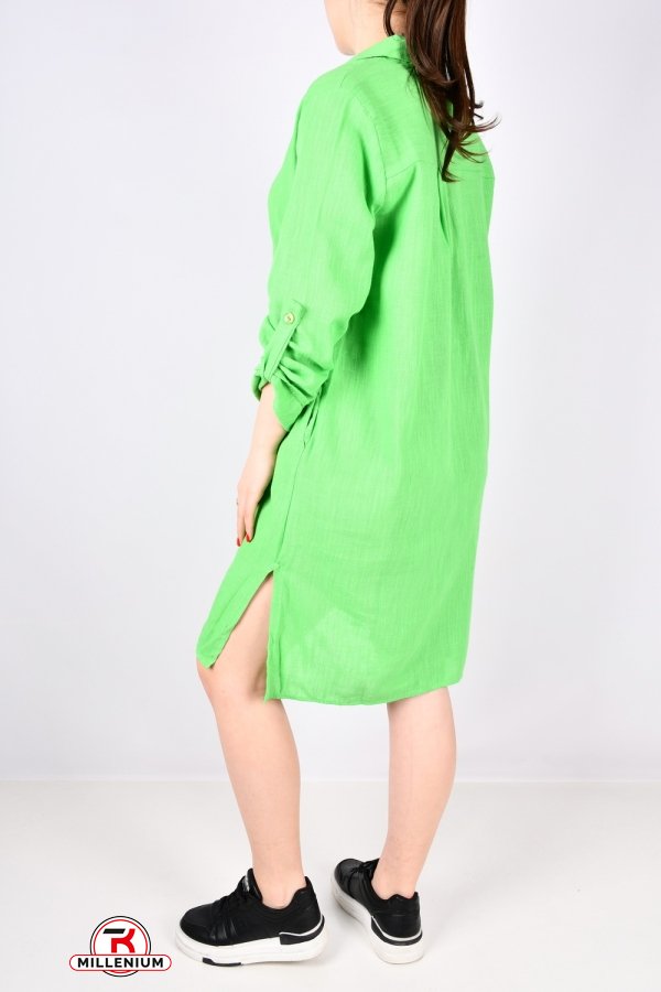 Платье женское (цв.зеленый) ткань лён "LIVE STYLE" Размеры в наличии : 40, 42, 44, 46, 48 арт.1063
