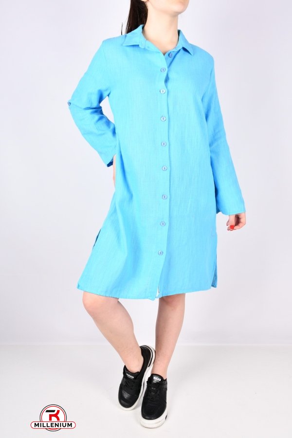 Платье женское (цв.голубой) ткань лён "LIVE STYLE" Размеры в наличии : 40, 44, 46 арт.1063