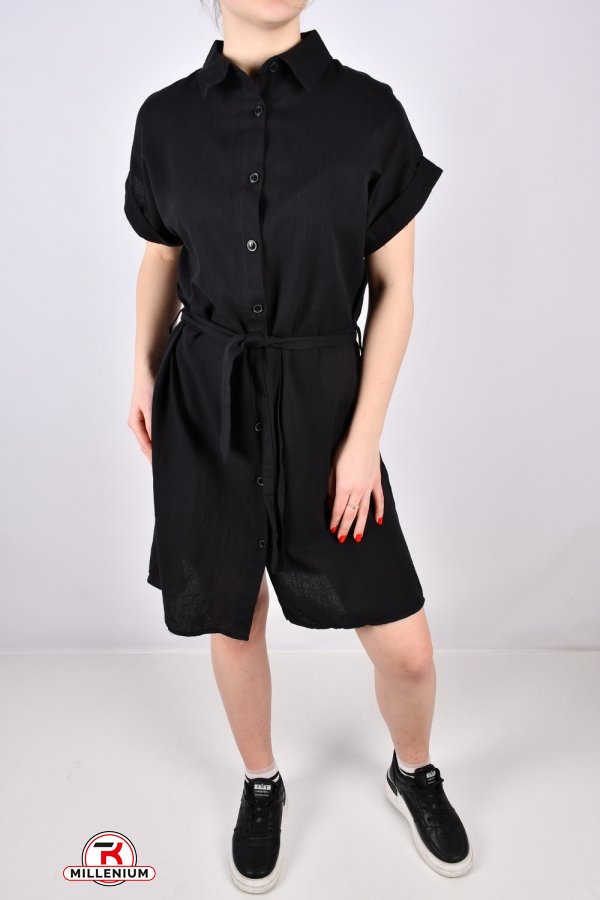 Платье женское (цв.черный) ткань лён "LIVE STYLE" Размеры в наличии : 42, 44, 46, 48 арт.1068