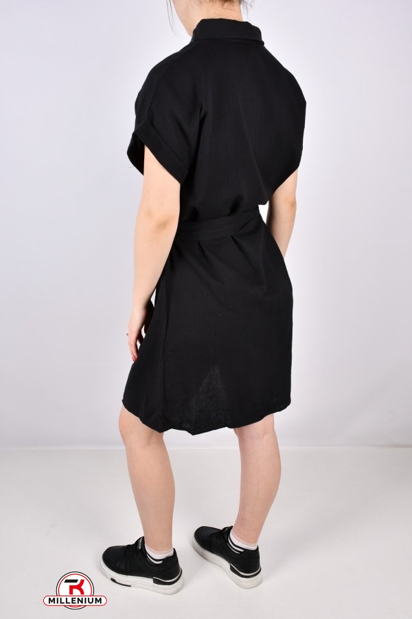 Платье женское (цв.черный) ткань лён "LIVE STYLE" Размеры в наличии : 42, 44, 46, 48 арт.1068