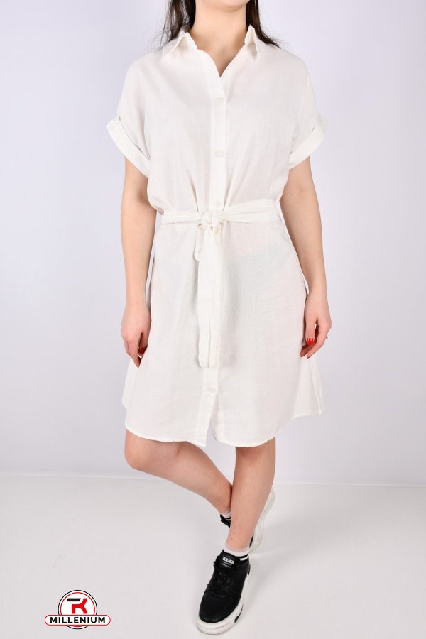 Сукня жіноча (кол. молочний) тканина льон "LIVE STYLE" Розміри в наявності : 42, 44, 46, 48 арт.1068