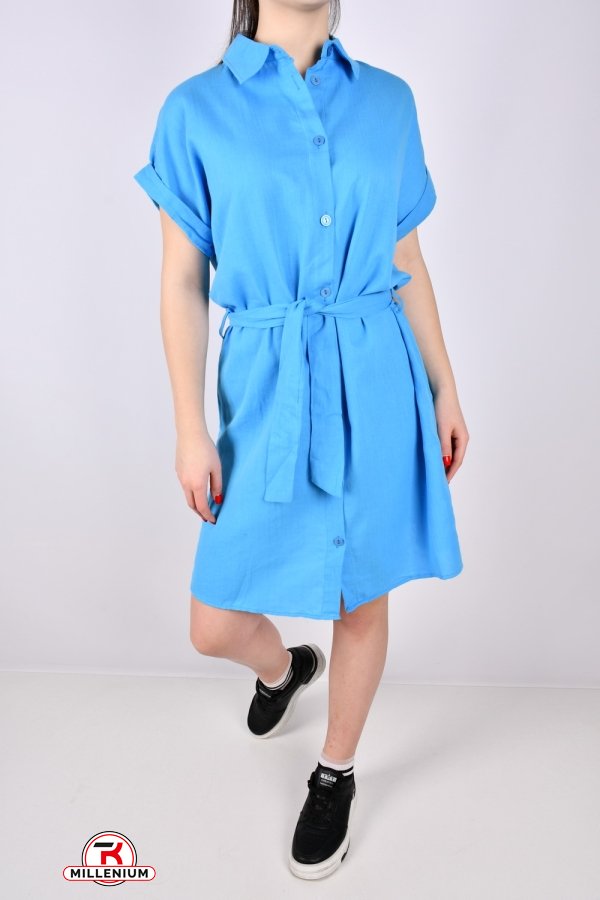 Сукня жіноча (кол. блакитний) тканина льон "LIVE STYLE" Розміри в наявності : 42, 44, 46, 48 арт.1068