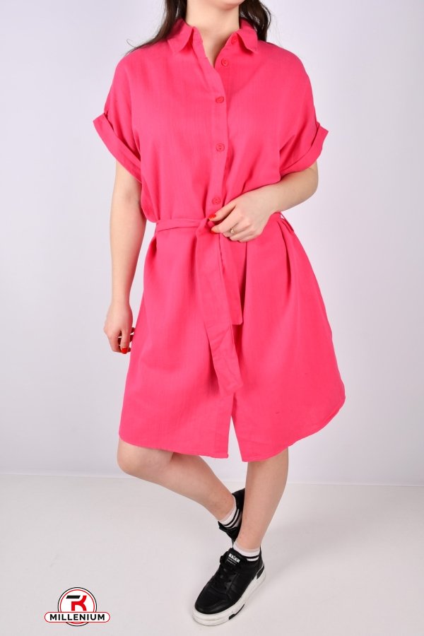 Платье женское (цв.розовый) ткань лён "LIVE STYLE" Размеры в наличии : 42, 44, 46, 48 арт.1068