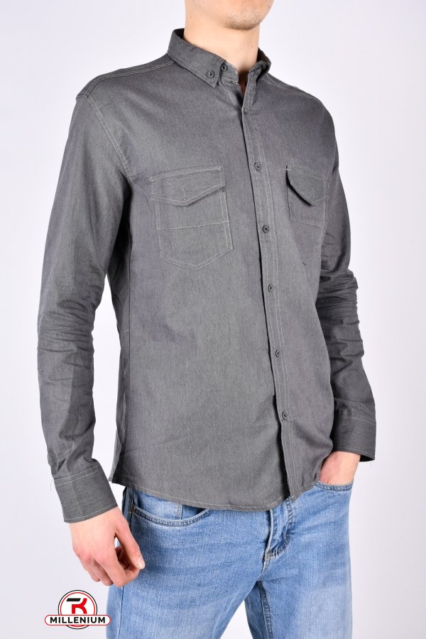 Рубашка мужская Slim Fit (цв.т/серый) котоновая "G-PORT" Размеры в наличии : 46, 48, 50, 52, 54 арт.джинс