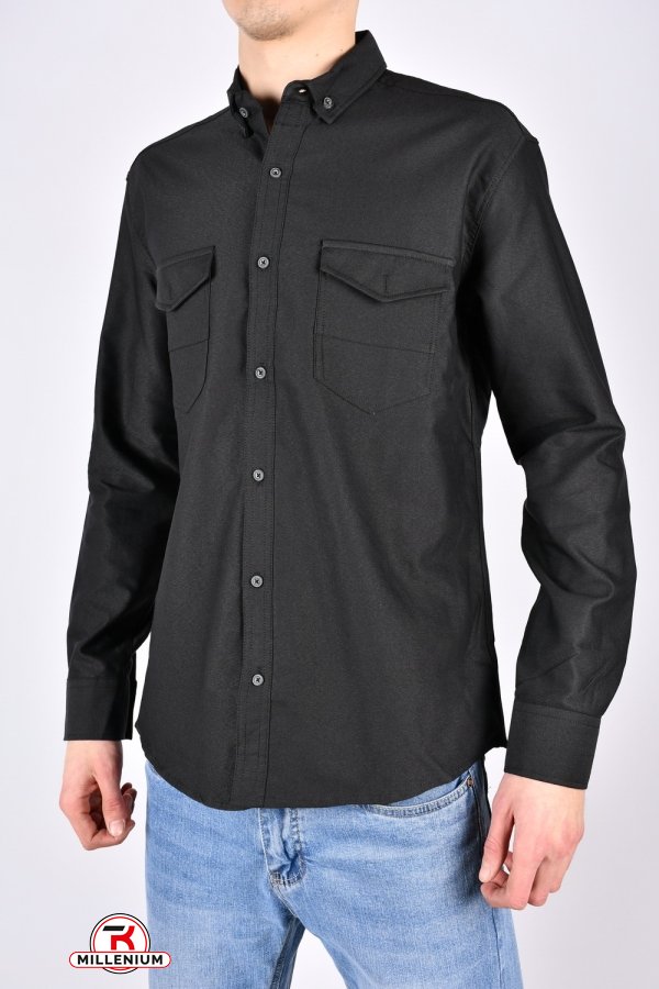Рубашка мужская Slim Fit (цв.чёрный) котоновая "G-PORT" Размеры в наличии : 46, 48, 50, 52, 54 арт.джинс