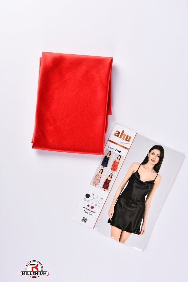 Ночная рубашка женская (цв. красный) атласная "Ahu Legerie" Размер в наличии : 40 арт.7740