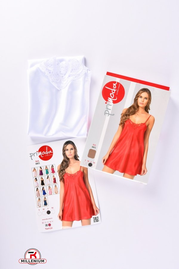 Ночная рубашка женская (цв. белый) атласная "Primoda" Размеры в наличии : 40, 42 арт.005