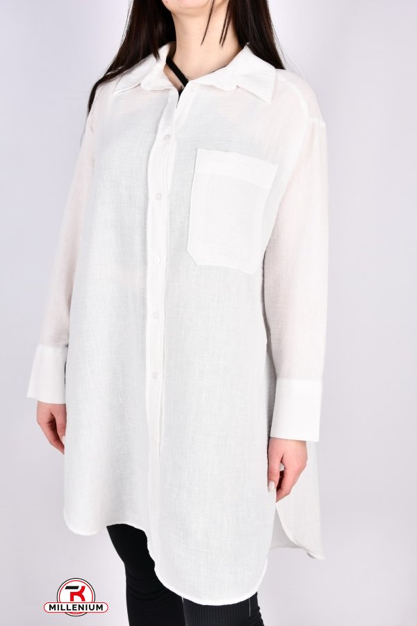 Рубашка- туника женская (цв.белый) "ENISSE" состав 100% Cotton модель OVER SIZE Размеры в наличии : 44, 46, 48, 50, 52 арт.752533