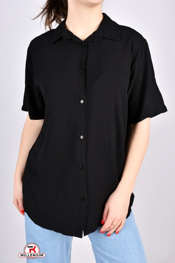 Рубашка женская (цв.черный) "ENISSE" (состав 100% Viscose) модель OVER SIZE Размеры в наличии : 44, 46, 48, 50, 52 арт.752546