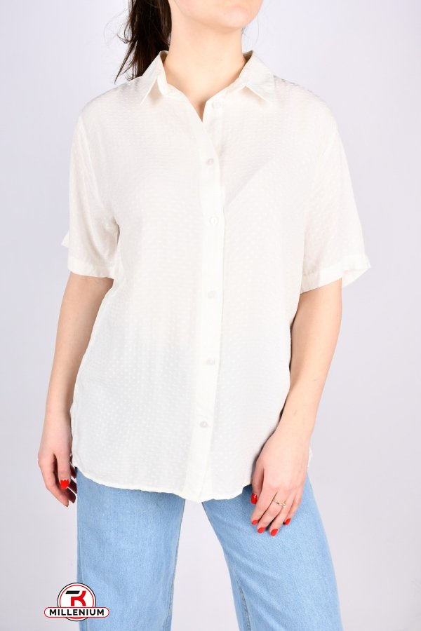 Рубашка женская (цв.молочный) "ENISSE" (состав 100% Viscose) модель OVER SIZE Размеры в наличии : 44, 46, 48, 50 арт.752546