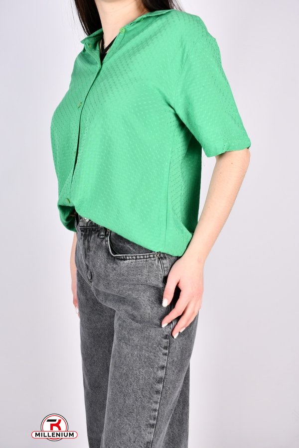 Сорочка жіноча (кол. зелений) "ENISSE" (склад 100% Viscose) модель OVER SIZE Розміри в наявності : 44, 46, 48, 50, 52 арт.752546