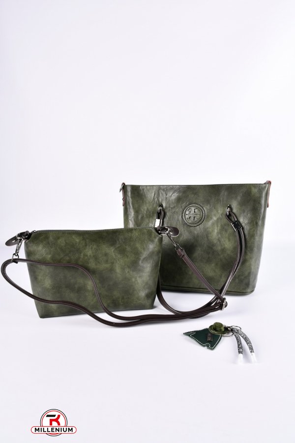 Сумка жіноча (кол. зелений) сумка через плече з натуральної шкіри розмір 38/27/13см арт.3002-1