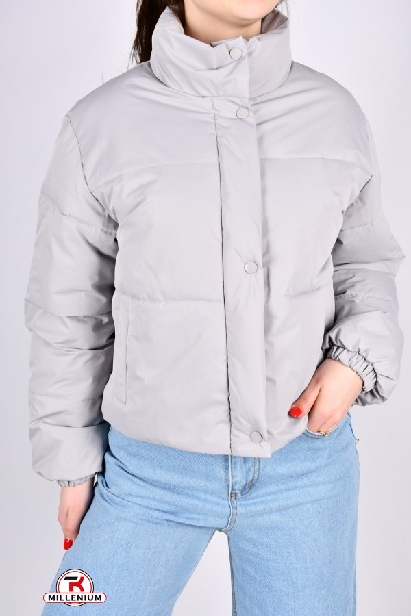 Куртка жіноча демісезонна (колір сірий) з плащової тканини. Розмір в наявності : 48 арт.23352