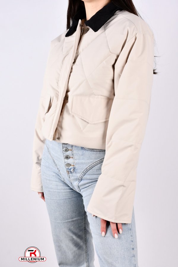 Куртка женская демисезонная (цв.кремовый) из плащевки Размеры в наличии : 44, 46, 50 арт.8288