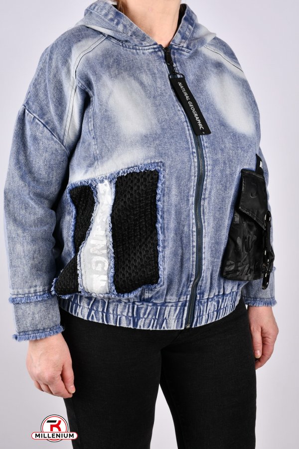 Куртка жіноча (кол. джинс) тканина котон (модель OVERSIZE) "ANGORA" Розміри в наявності : 48, 50, 52, 54 арт.S9619