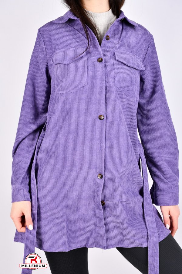 Рубашка-туника женская (цв.фиолетовый) вельветовая "Anne" Размеры в наличии : 42, 44, 46 арт.EP351