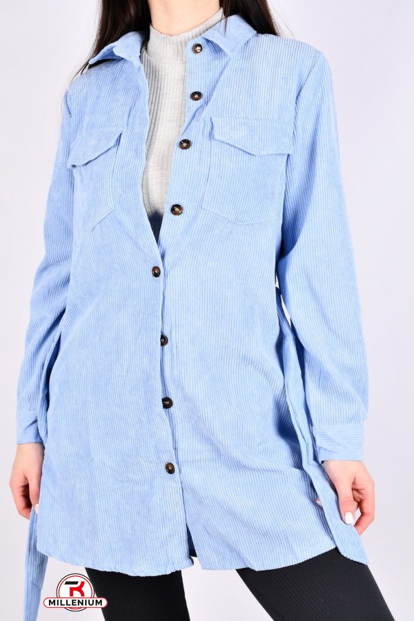 Сорочка-туніка жіноча (цв. блакитний) вельветова "Anne" Розміри в наявності : 42, 44, 46 арт.EP351