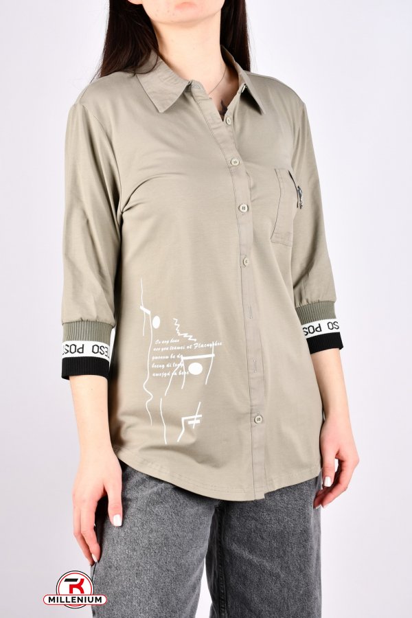 Рубашка женская (цв.хаки) стрейчевая "GERTIE" Размеры в наличии : 42, 46 арт.6105