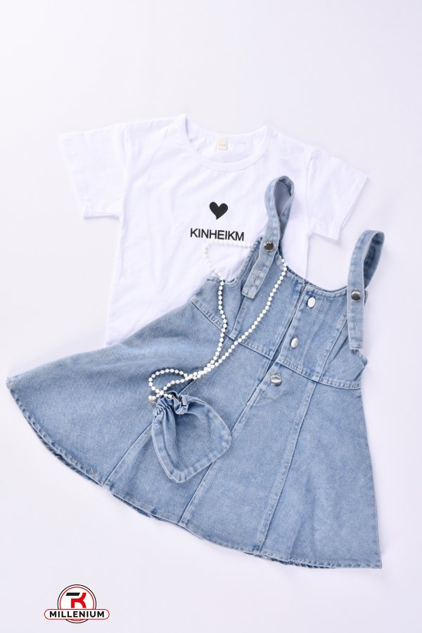 Сарафан джинсовий футболка для дівчинки з сумочкою Зріст в наявності : 98, 104, 110, 116, 122 арт.X007