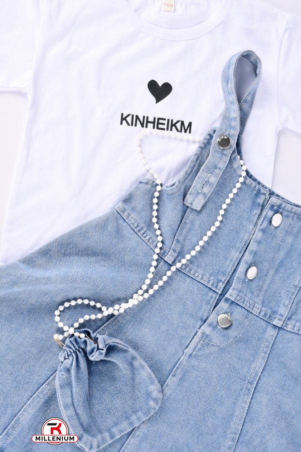 Сарафан джинсовый + футболка для девочки с сумочкой Рост в наличии : 98, 104, 110, 116, 122 арт.X007