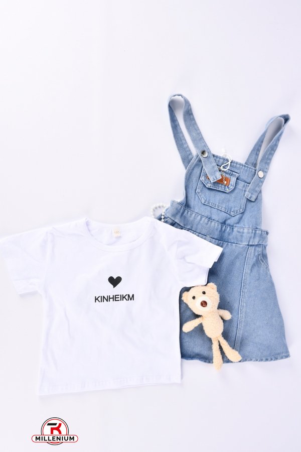 Сарафан джинсовий футболка для дівчинки Зріст в наявності : 98, 104, 110, 116, 122, 130, 140 арт.X033