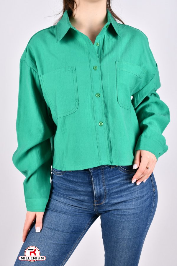 Рубашка женская (цв.зеленый) "QIANZHIDU" модель OVERSIZE Размеры в наличии : 44, 46, 48, 50 арт.EC17052350